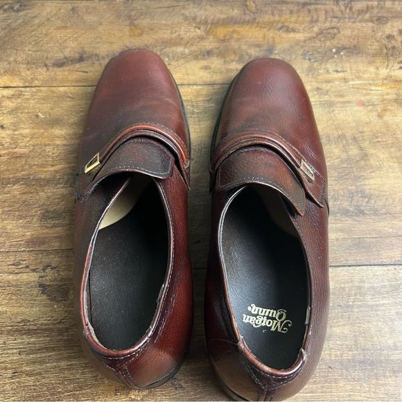 Morgan Quinn Mens Dress Shoes 8 D Brown Pebbled Leather Vintage Union Made - Picture 7 of 11